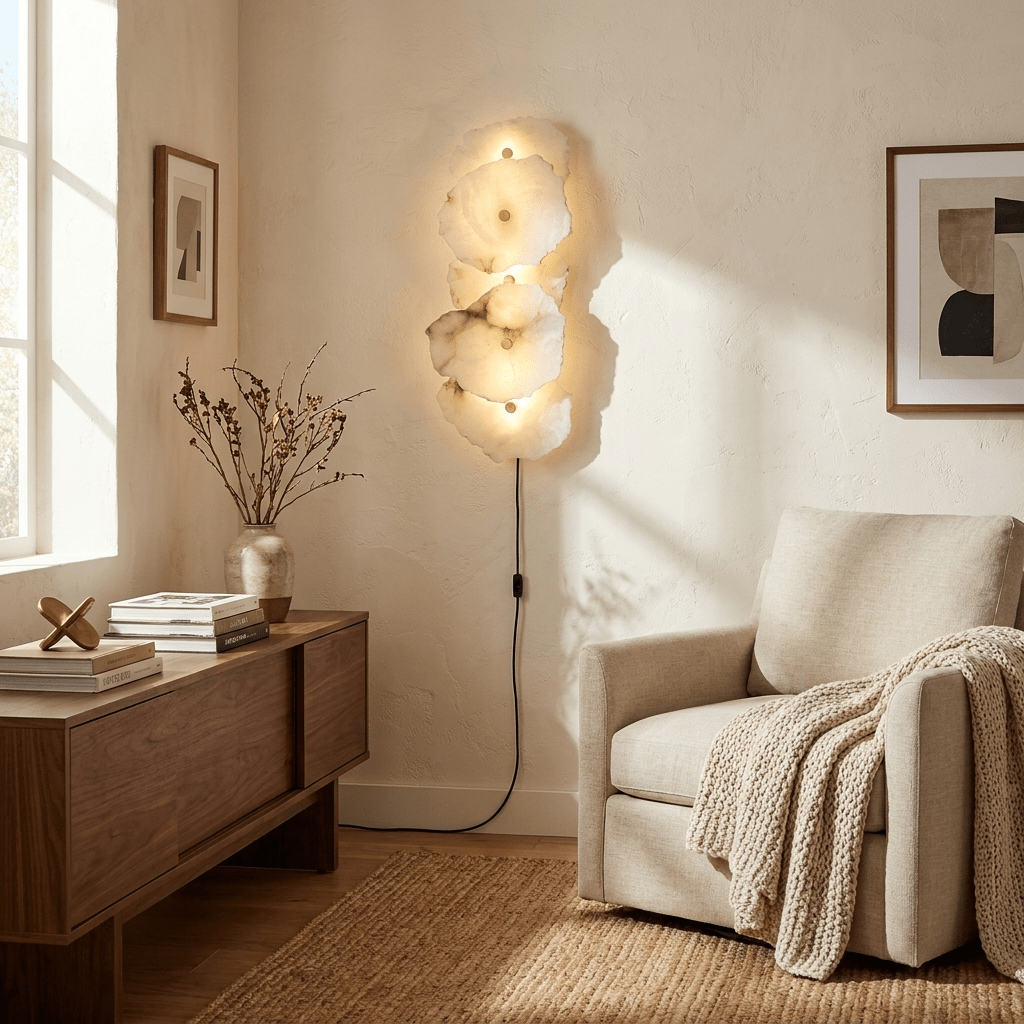 Nivarelia aplique de pared alabastro con enchufe enchufable