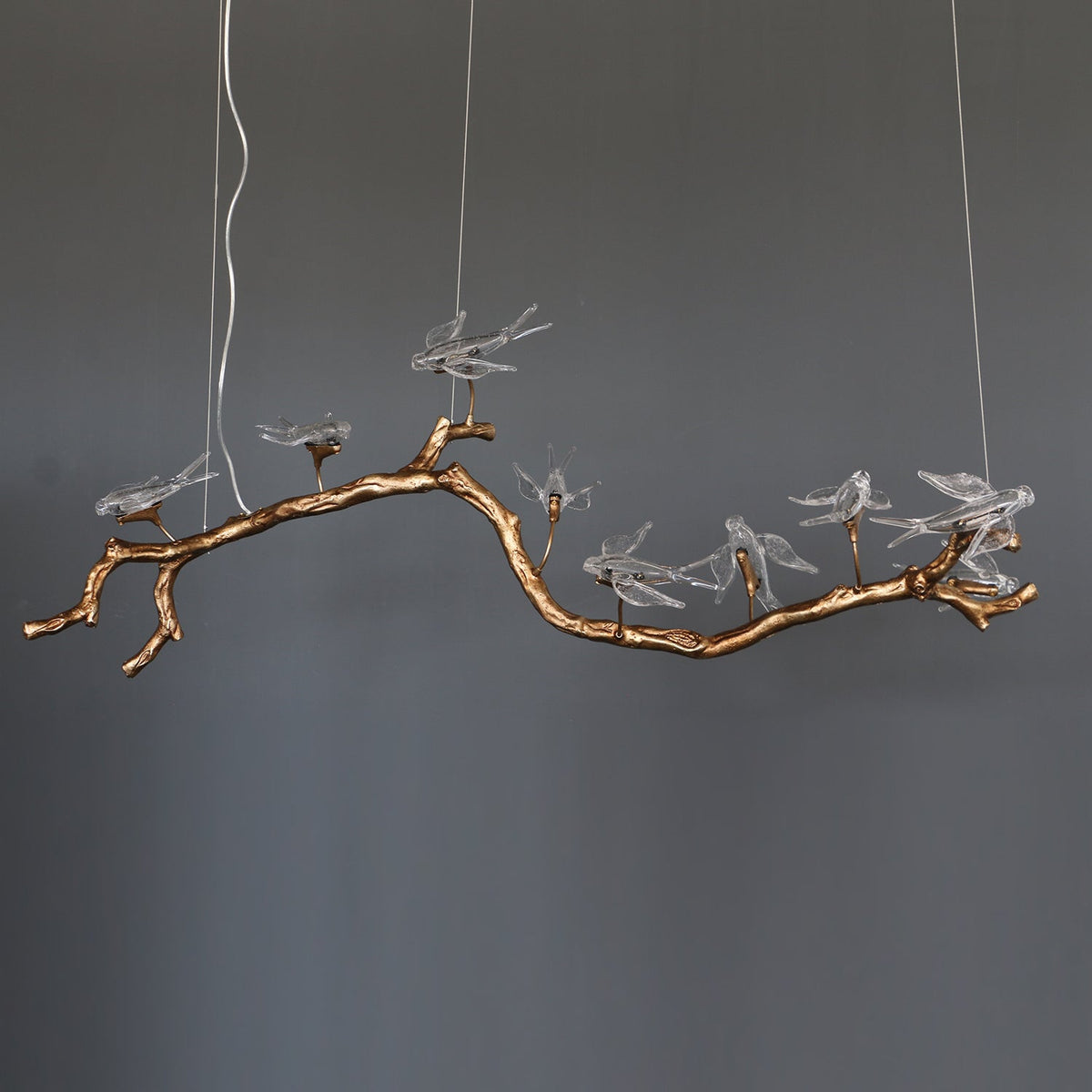 Dovemere Lámpara de araña lineal de ramas con aves