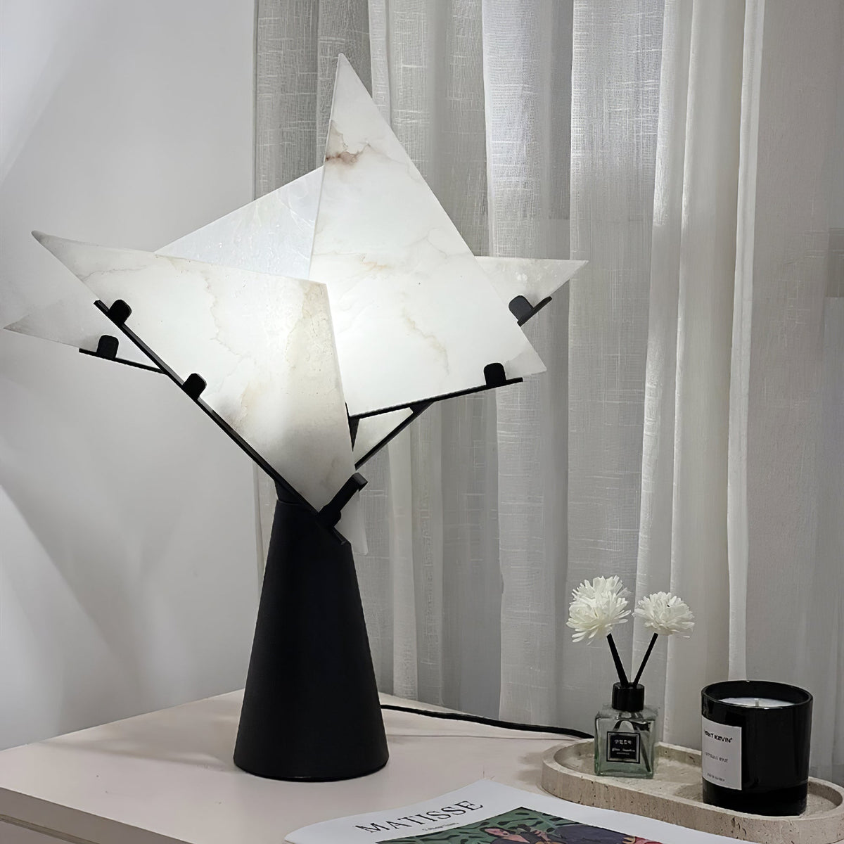 Aursilion lámpara de mesa Star de alabastro
