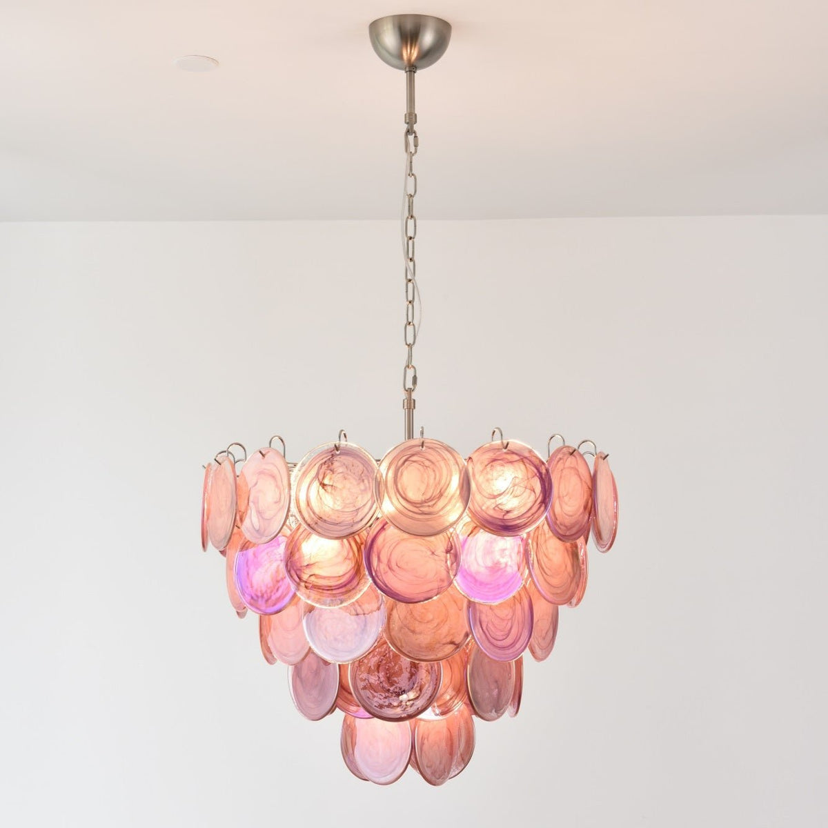 Ault lámpara de araña rosa Murano Disc Layered Contemporary
