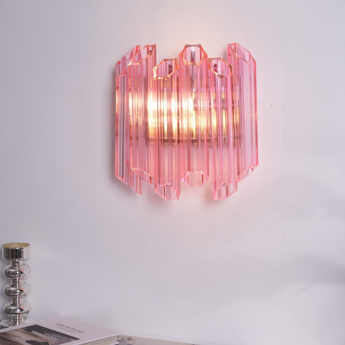 Aurora aplique de pared Tubo de vidrio Murano rosa