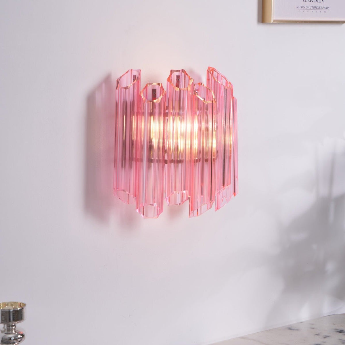 Aurora aplique de pared Tubo de vidrio Murano rosa