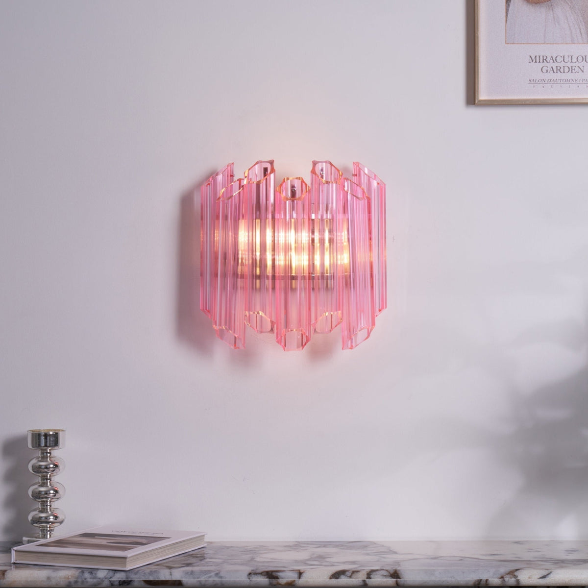 Aurora aplique de pared Tubo de vidrio Murano rosa