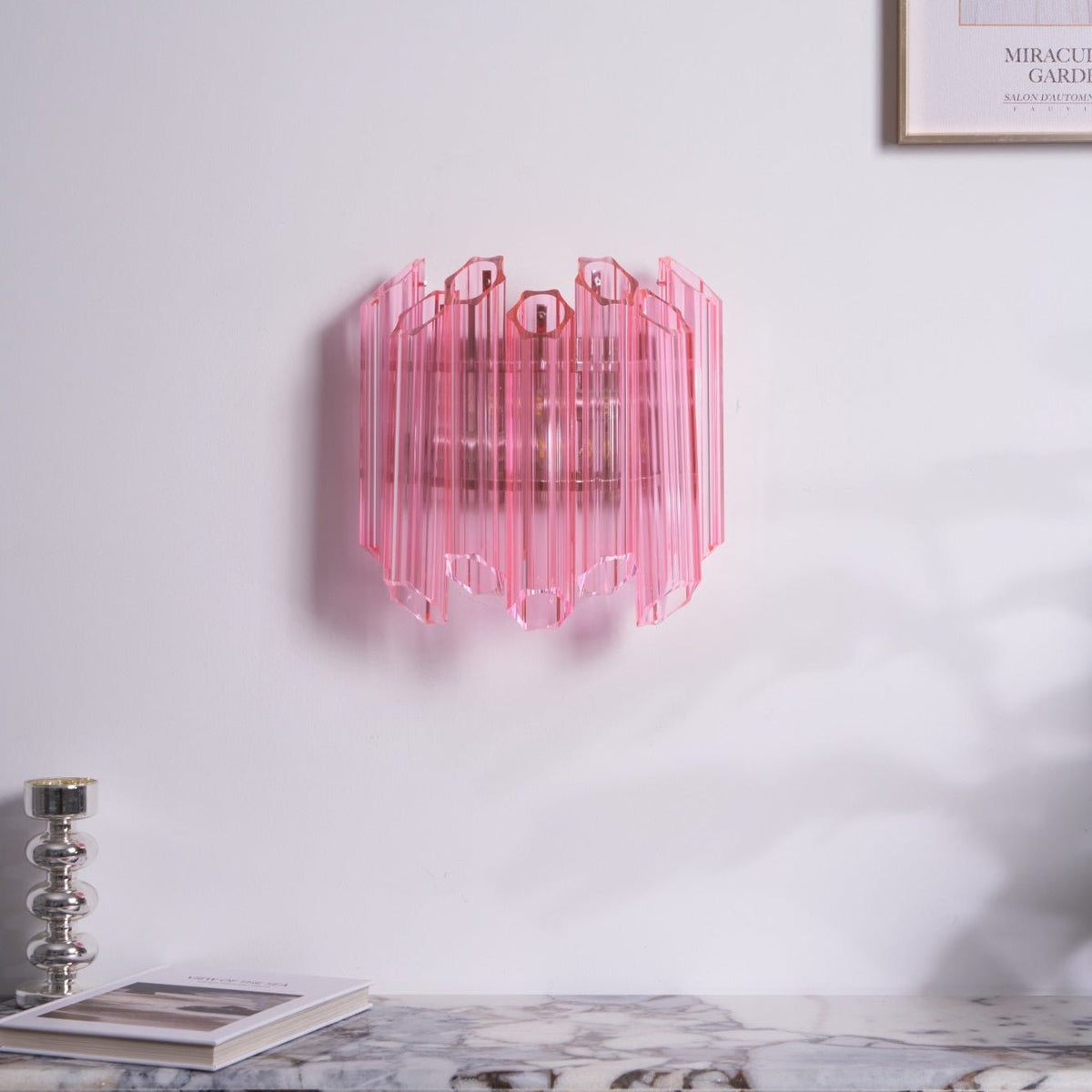 Aurora aplique de pared Tubo de vidrio Murano rosa