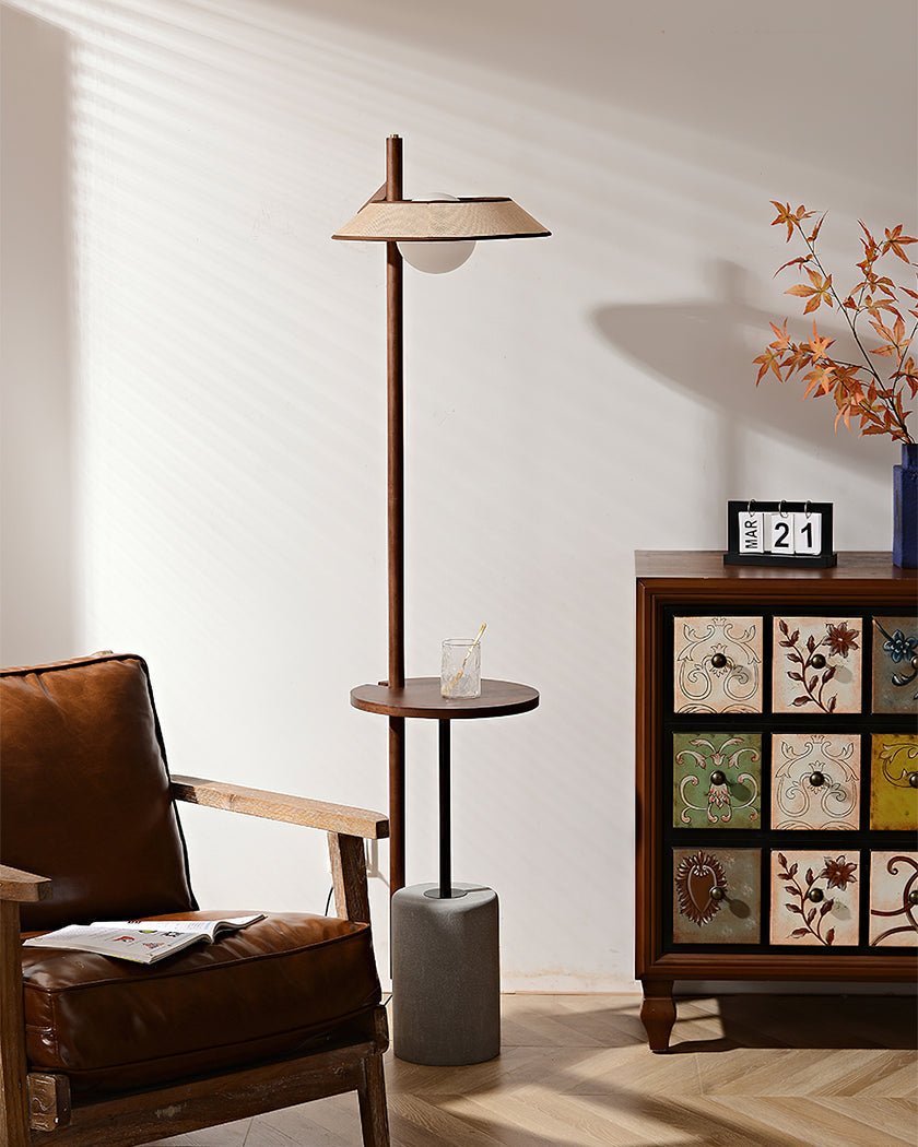 Mirz lámpara de pie minimalista de madera de nogal