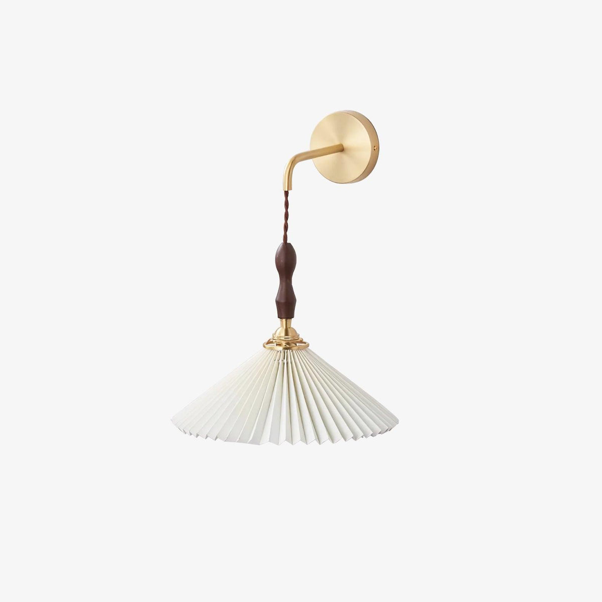 Mordan aplique de pared de madera de nogal con pantalla plisada elegancia Premium
