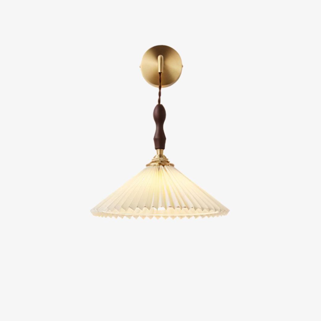 Mordan aplique de pared de madera de nogal con pantalla plisada elegancia Premium