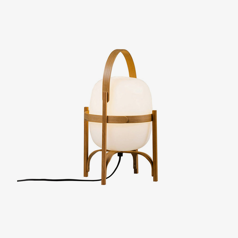 Lethra lámpara de mesa de madera y vidrio
