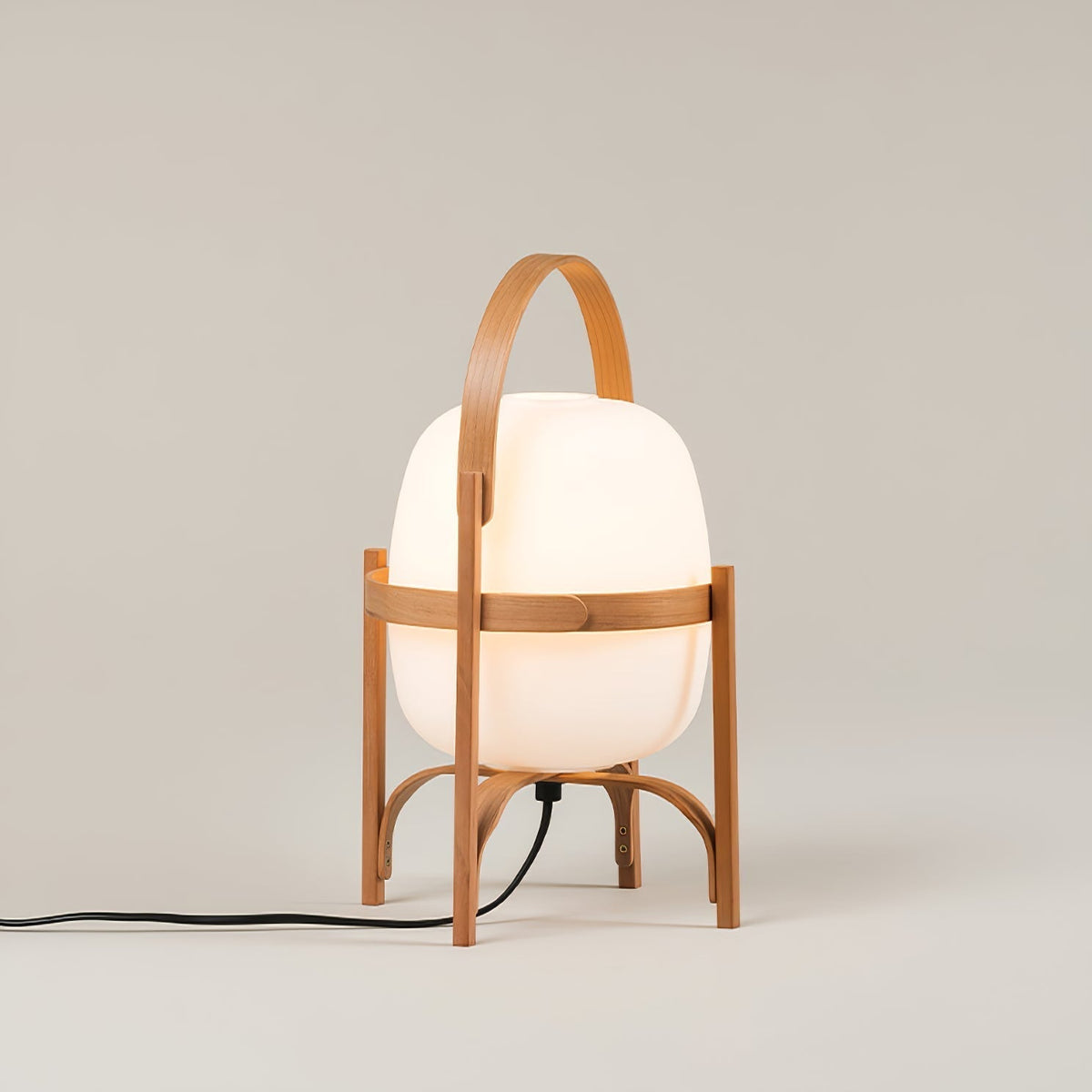 Lethra lámpara de mesa de madera y vidrio