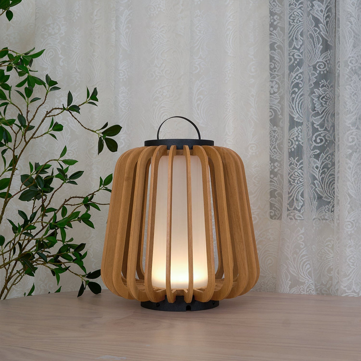 Elvelian luminaria exterior portátil recargable de madera
