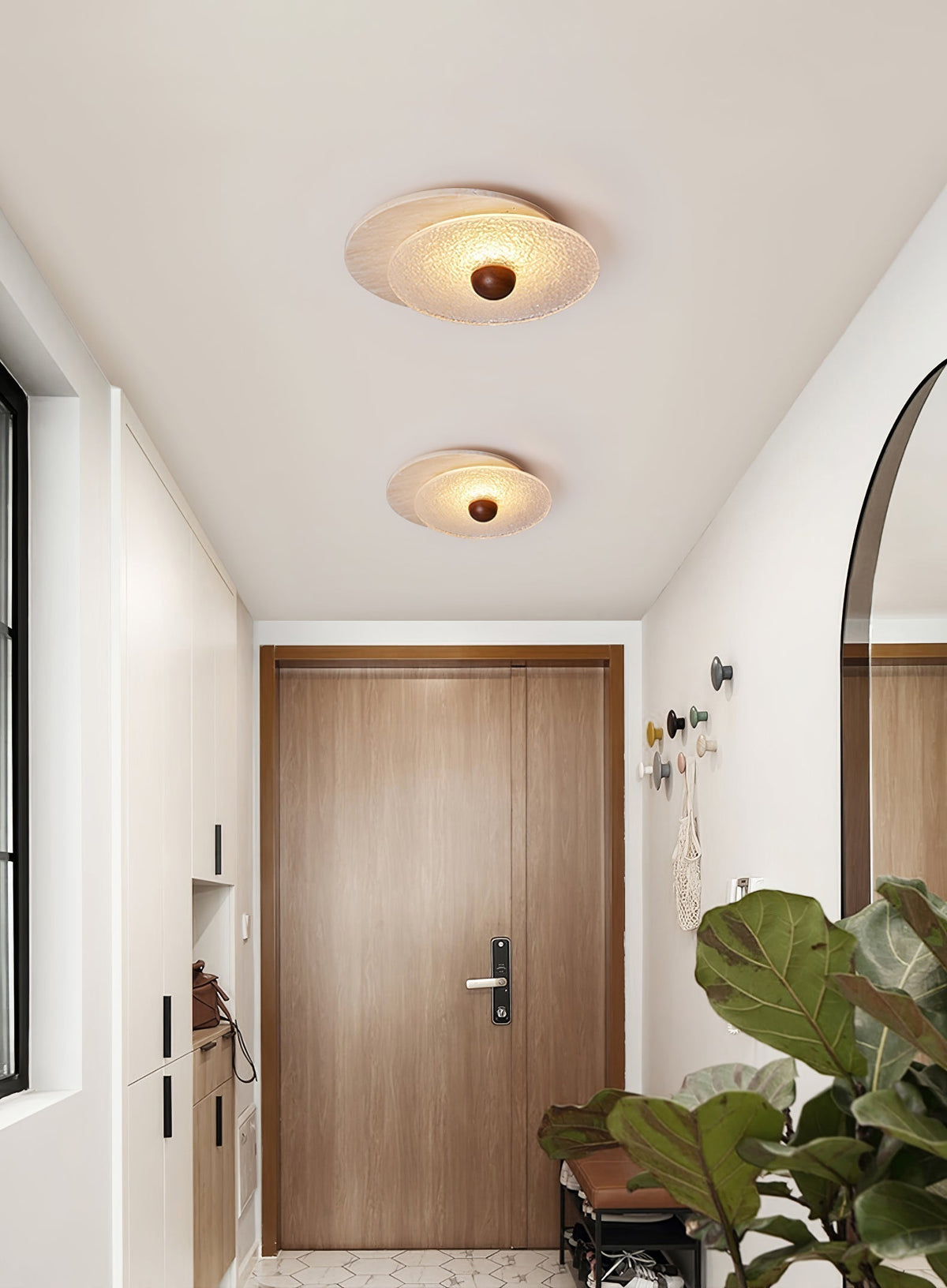 Keth Circular aplique de pared / lámpara de techo de travertino