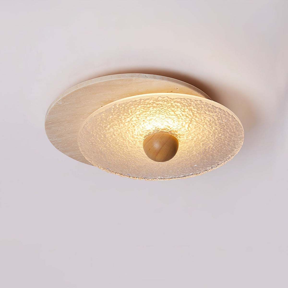 Keth Circular aplique de pared / lámpara de techo de travertino