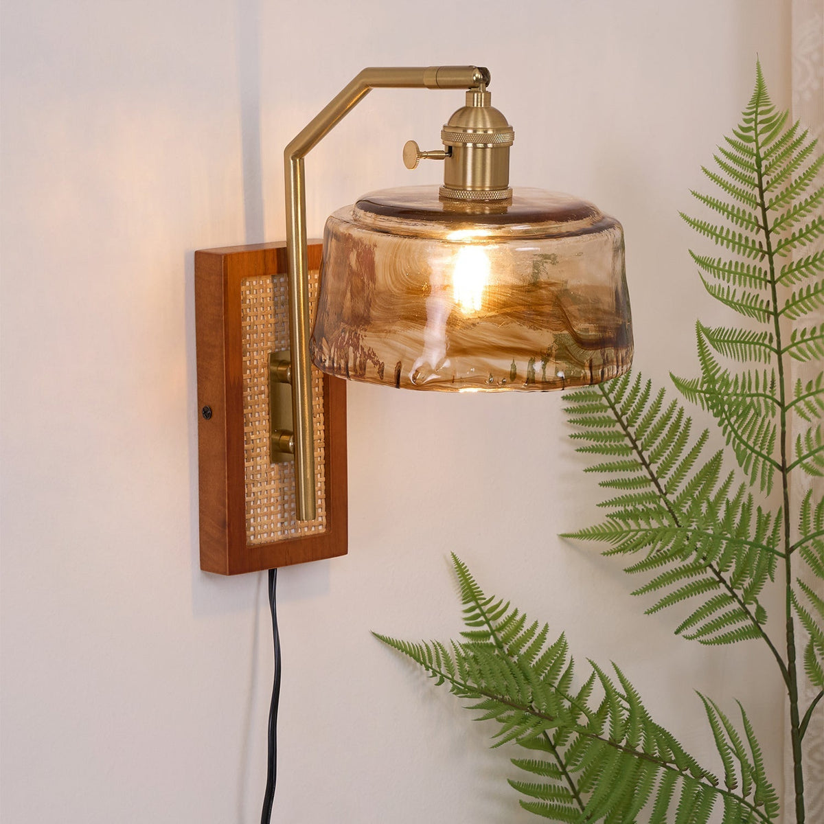 Brix aplique de pared Premium nórdico de arte en vidrio y bambú