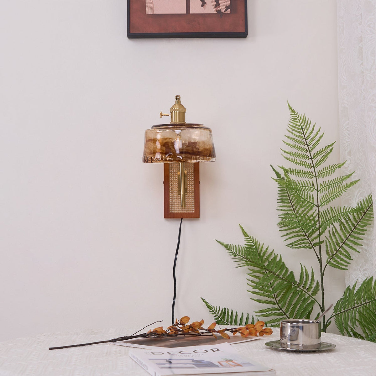 Brix aplique de pared Premium nórdico de arte en vidrio y bambú