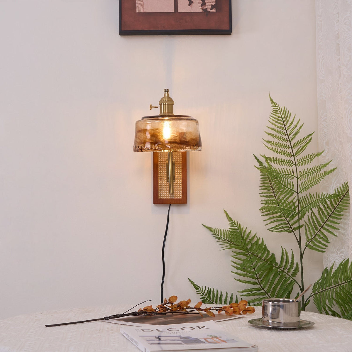 Brix aplique de pared Premium nórdico de arte en vidrio y bambú