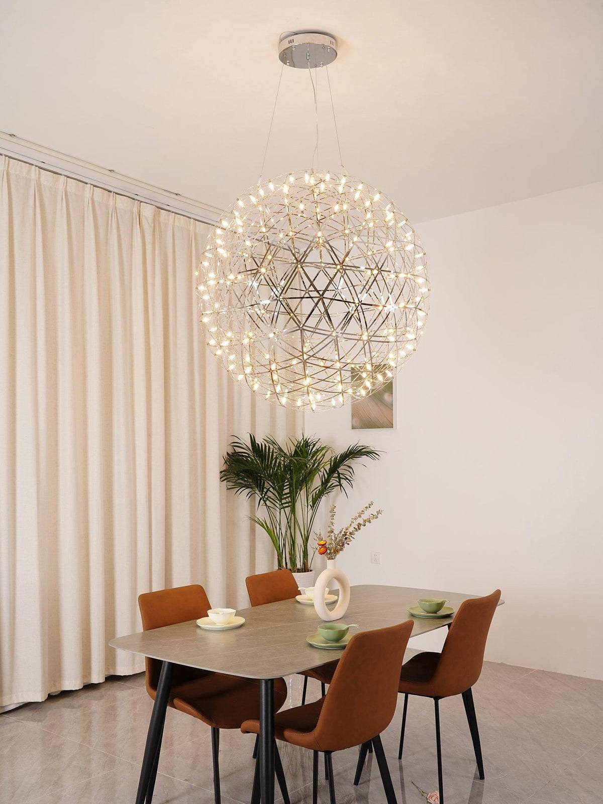 Delcourt plateado lámpara colgante Spark Ball