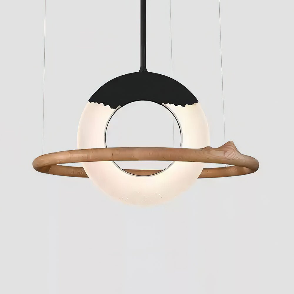 Mytalan lámpara colgante circular con detalles en madera y acrílico
