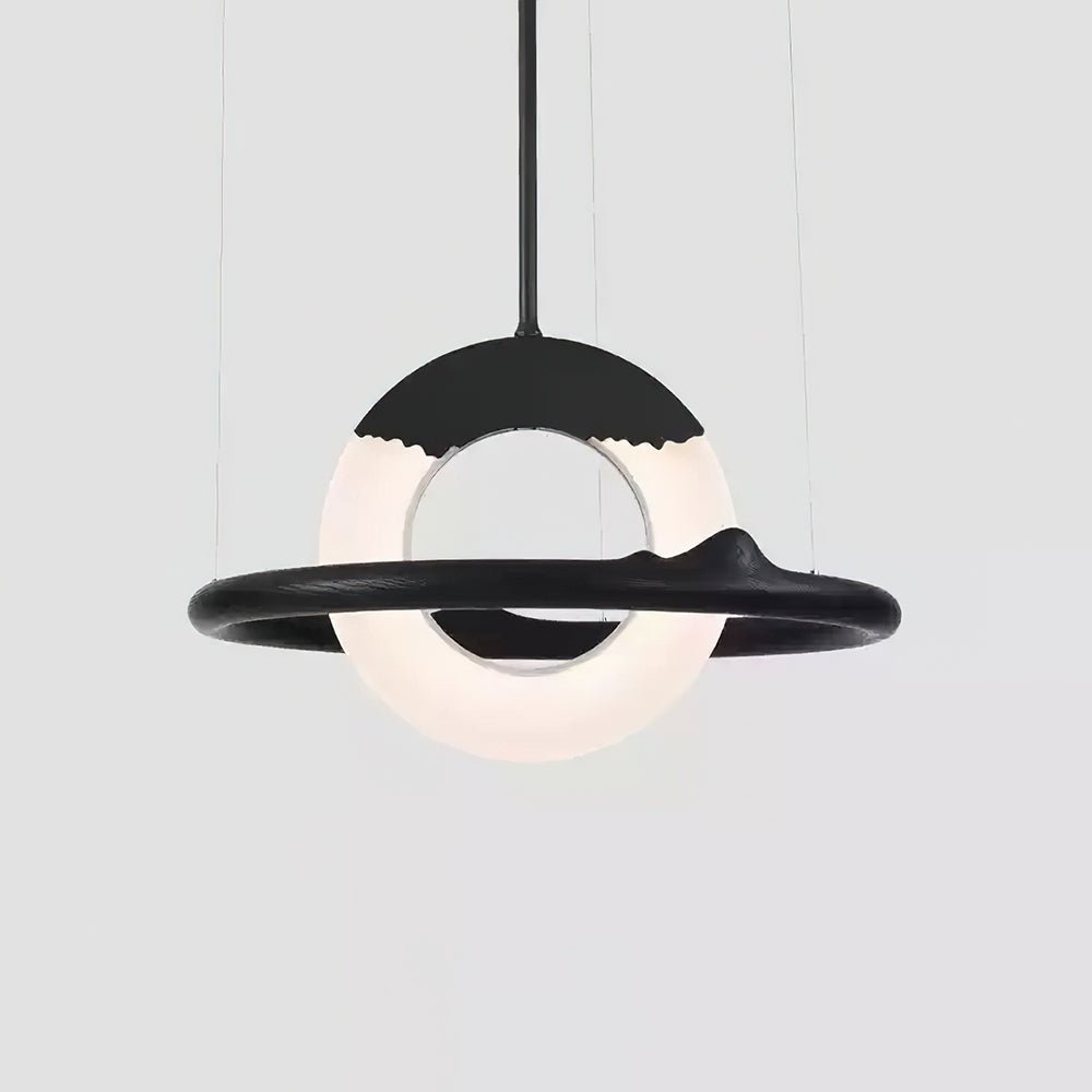 Mytalan lámpara colgante circular con detalles en madera y acrílico