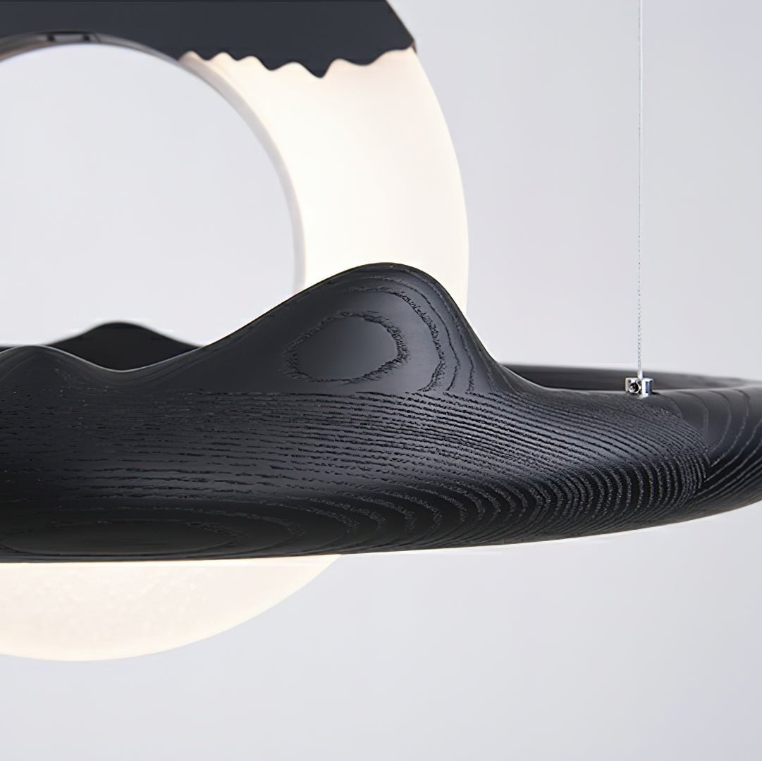 Mytalan lámpara colgante circular con detalles en madera y acrílico