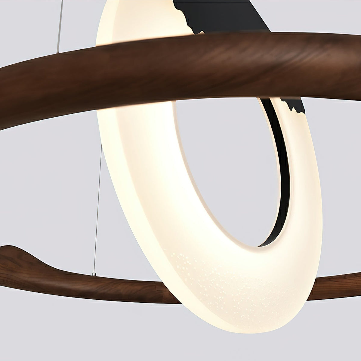 Mytalan lámpara colgante circular con detalles en madera y acrílico