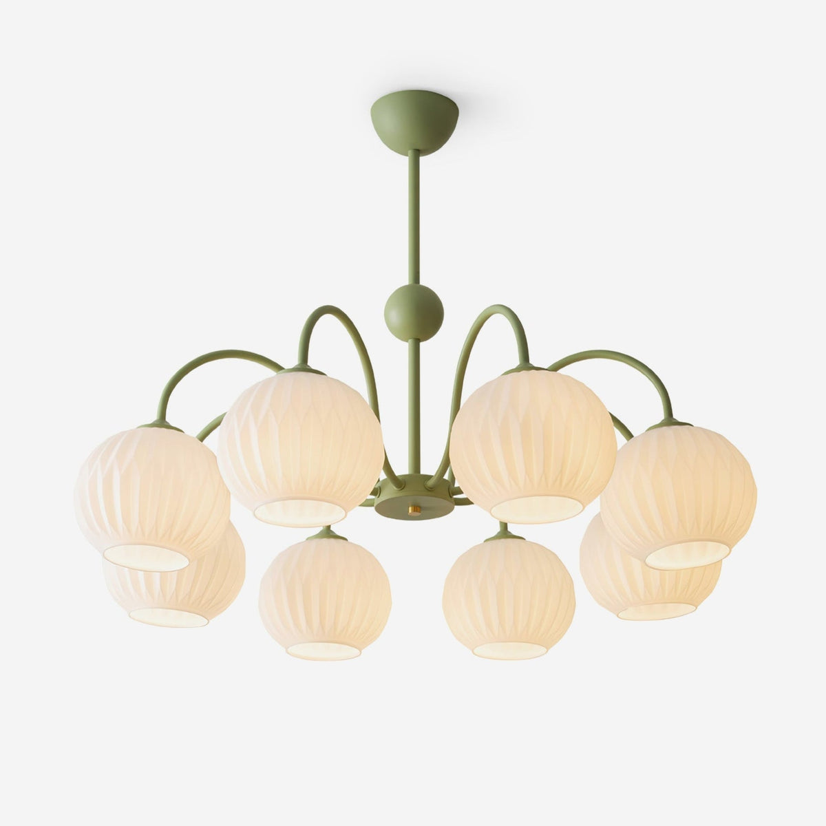 Velaaria lámpara de araña verde vidrio Ribeteado moderno 8-Light