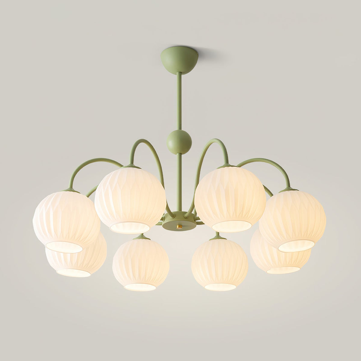 Velaaria lámpara de araña verde vidrio Ribeteado moderno 8-Light