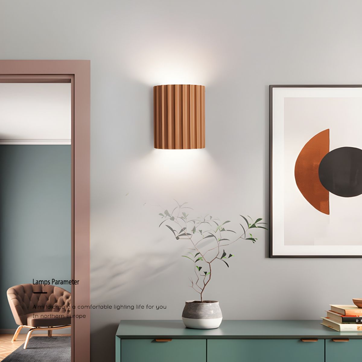 Ivvinen aplique de pared nórdico con diseño artístico en resina ribeteada