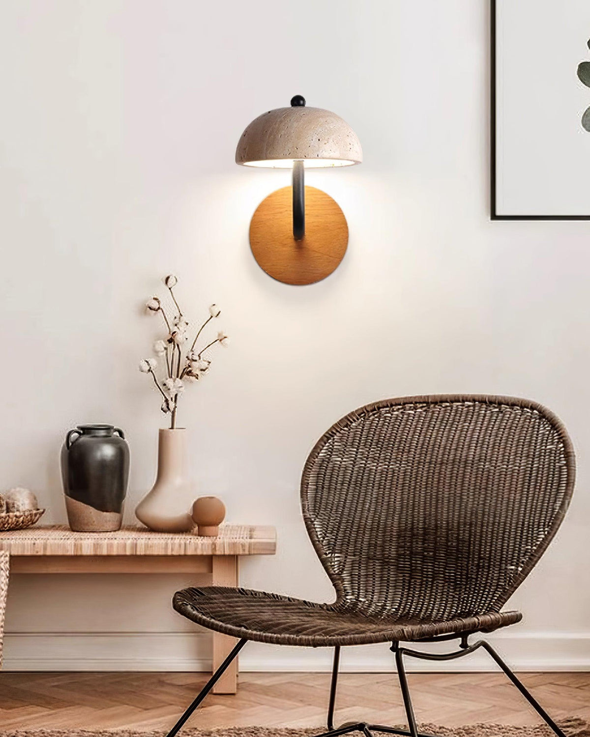 Solaro aplique de pared travertino pantalla semicúpula
