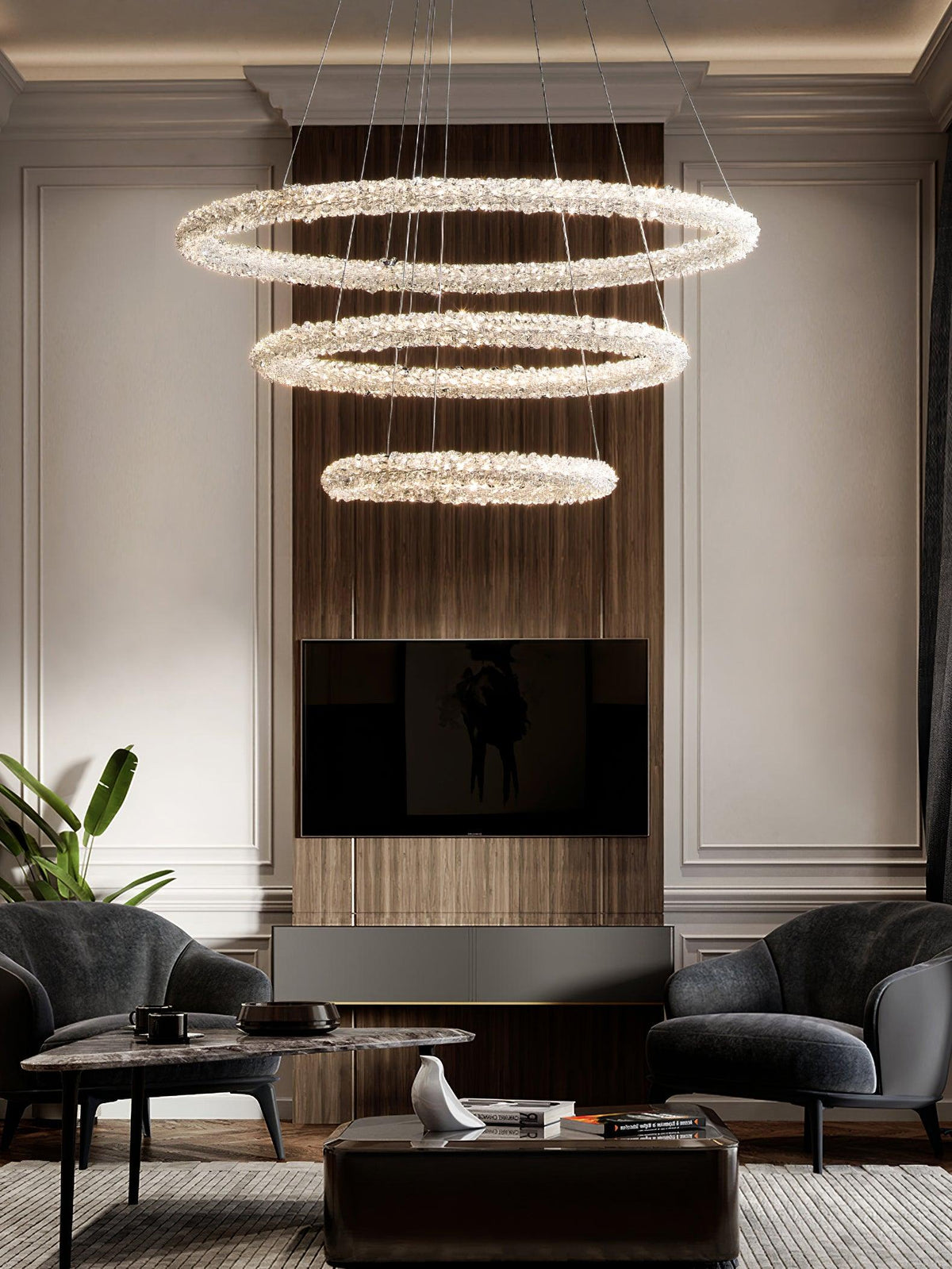 Seleira lámpara de araña Ring cristal LED