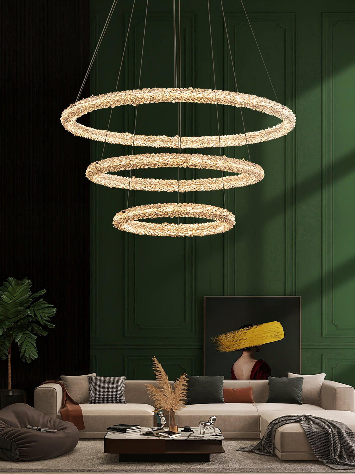 Seleira lámpara de araña Ring cristal LED