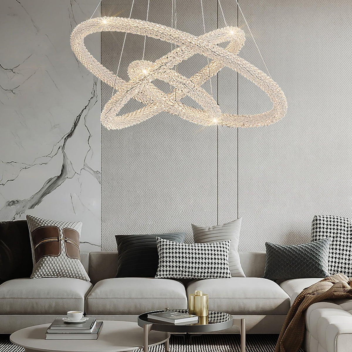 Seleira lámpara de araña Ring cristal LED