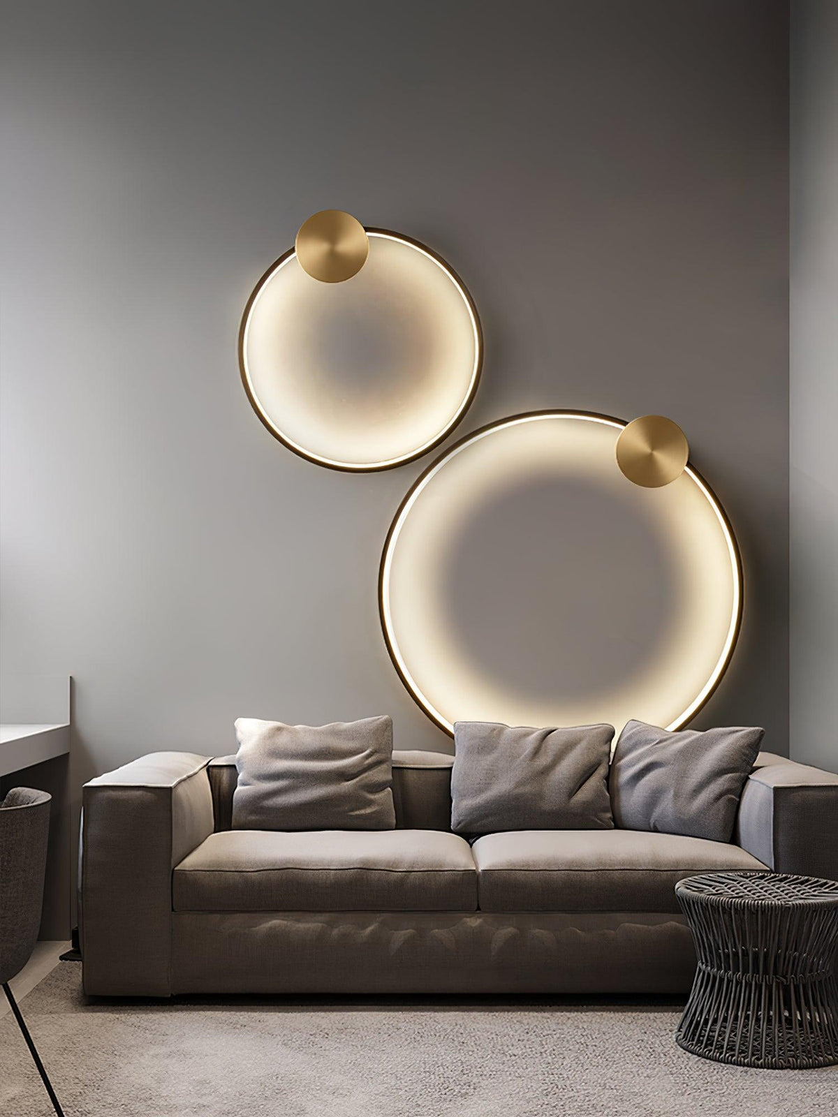 Oriaenne aplique de pared moderno minimalista anillado LED de latón metal