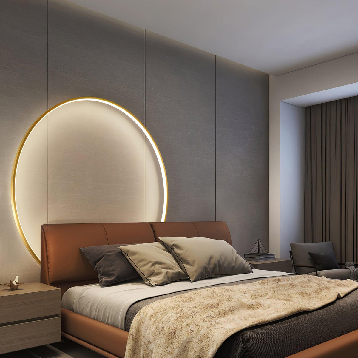 Oriaenne aplique de pared moderno minimalista anillado LED de latón metal