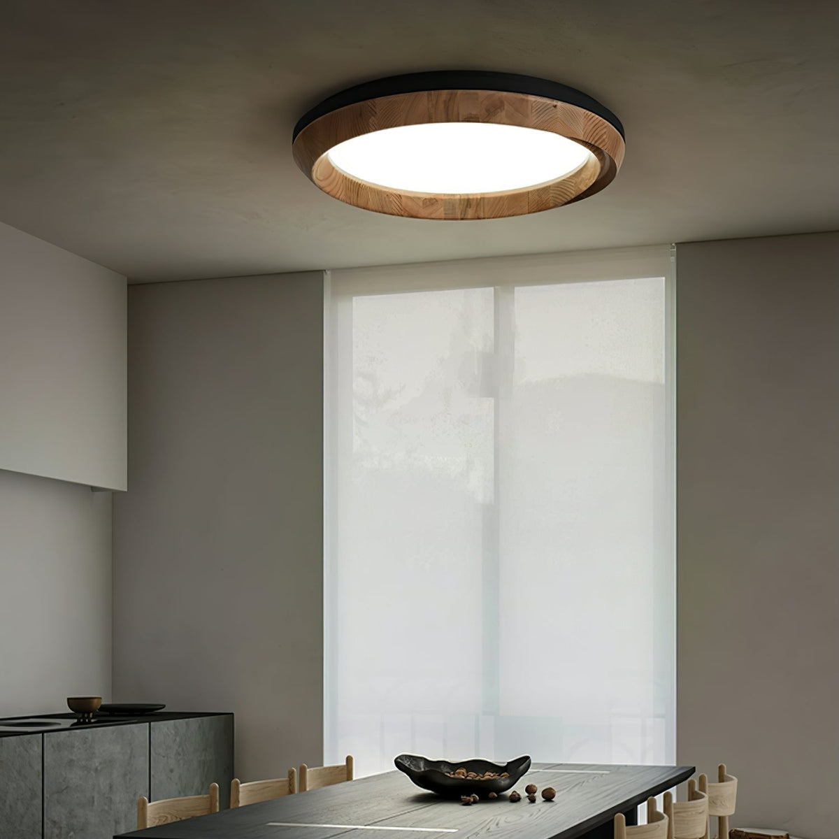 Aurdoreth lámpara de techo moderna minimalista de madera con efecto efecto ondulado