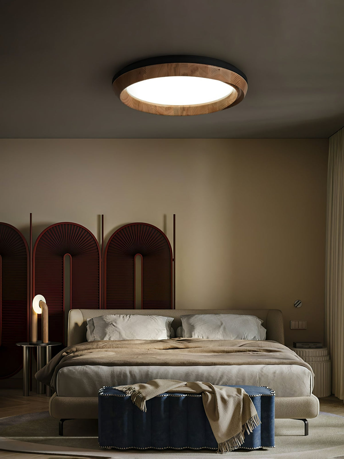 Aurdoreth lámpara de techo moderna minimalista de madera con efecto efecto ondulado