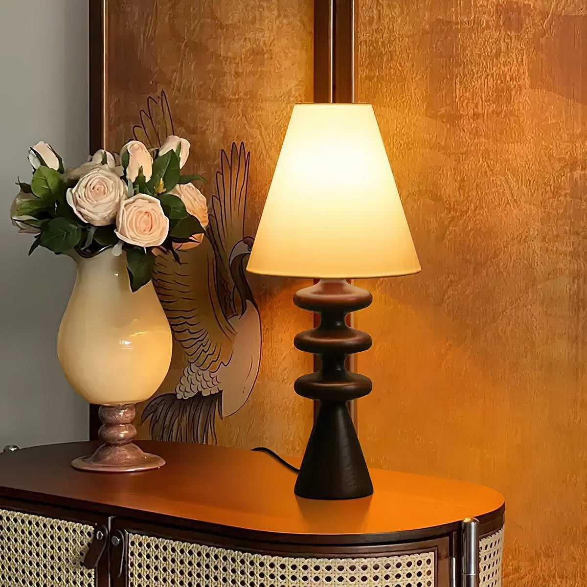 Zelms lámpara de mesa moderna de madera