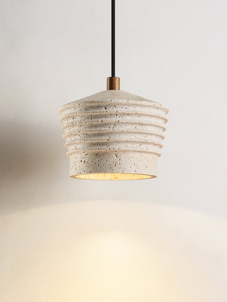 Hana lámpara colgante con textura ribeteada en travertino natural amarillo