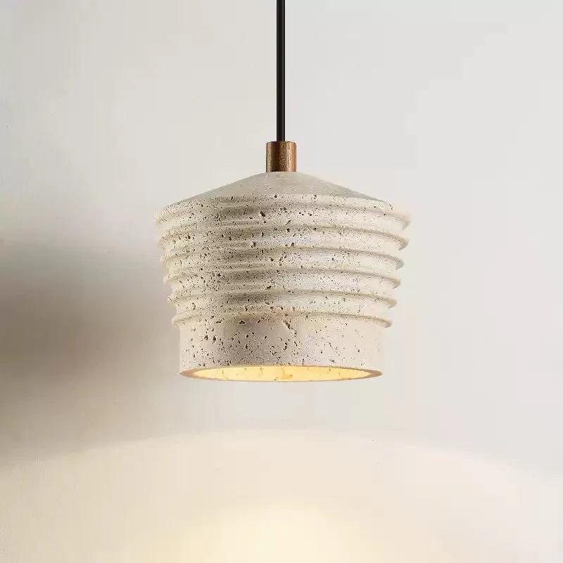 Hana lámpara colgante con textura ribeteada en travertino natural amarillo