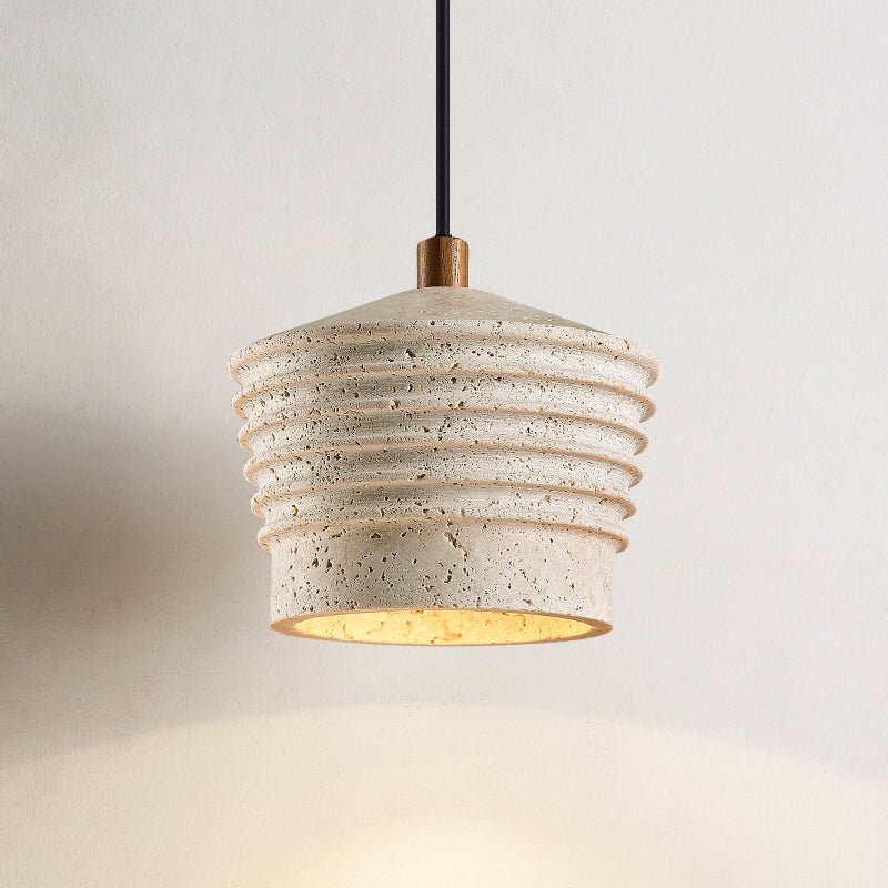 Hana lámpara colgante con textura ribeteada en travertino natural amarillo