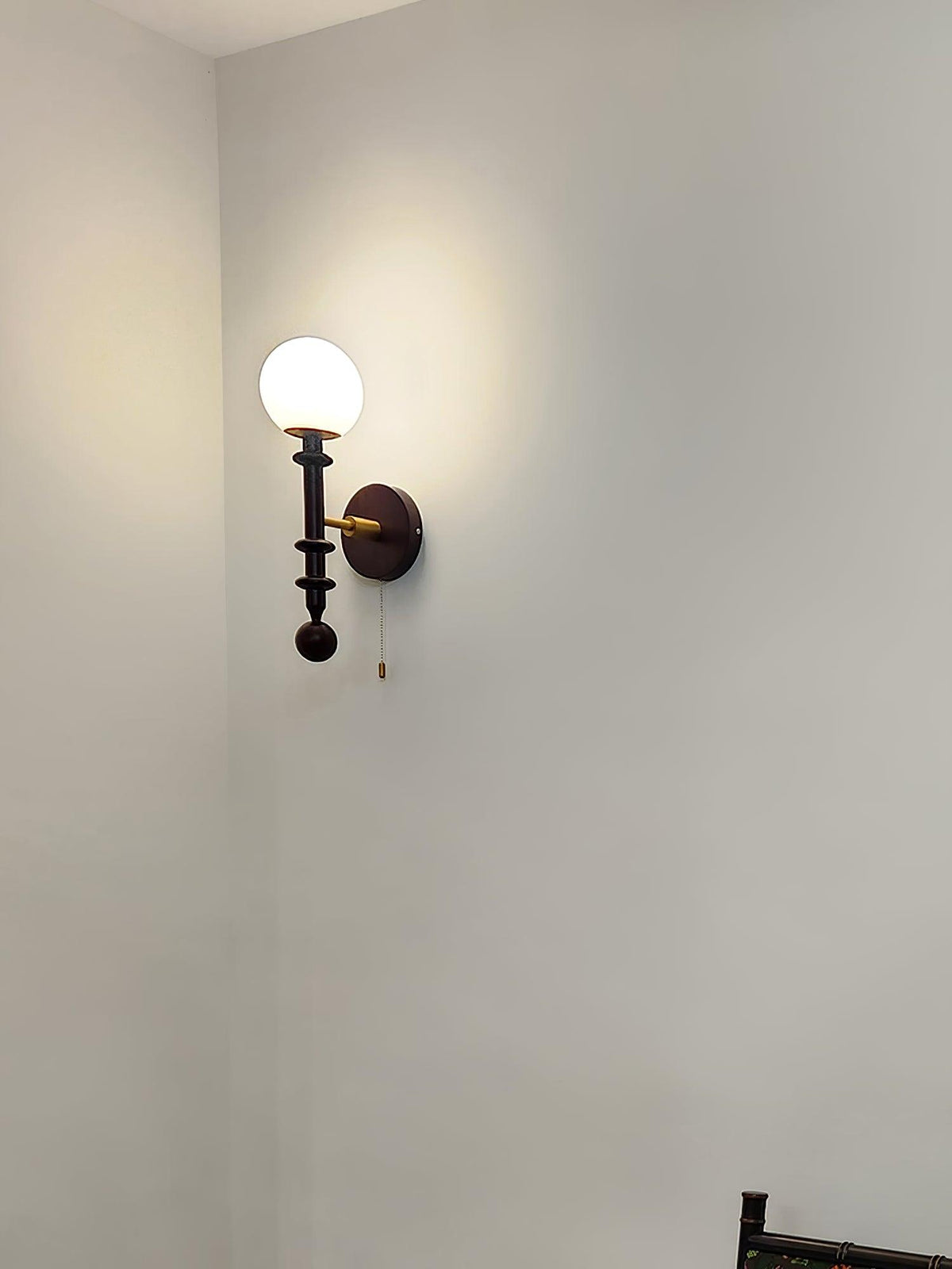 Elmiror aplique de pared elegancia Columna Romana de vidrio y madera