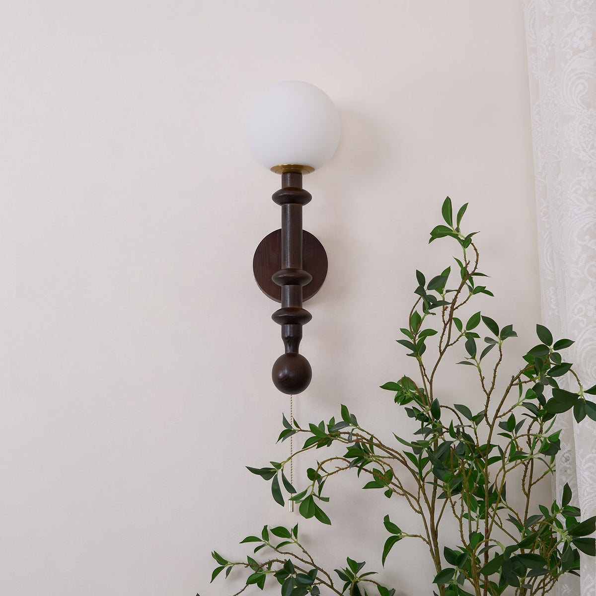 Elmiror aplique de pared elegancia Columna Romana de vidrio y madera