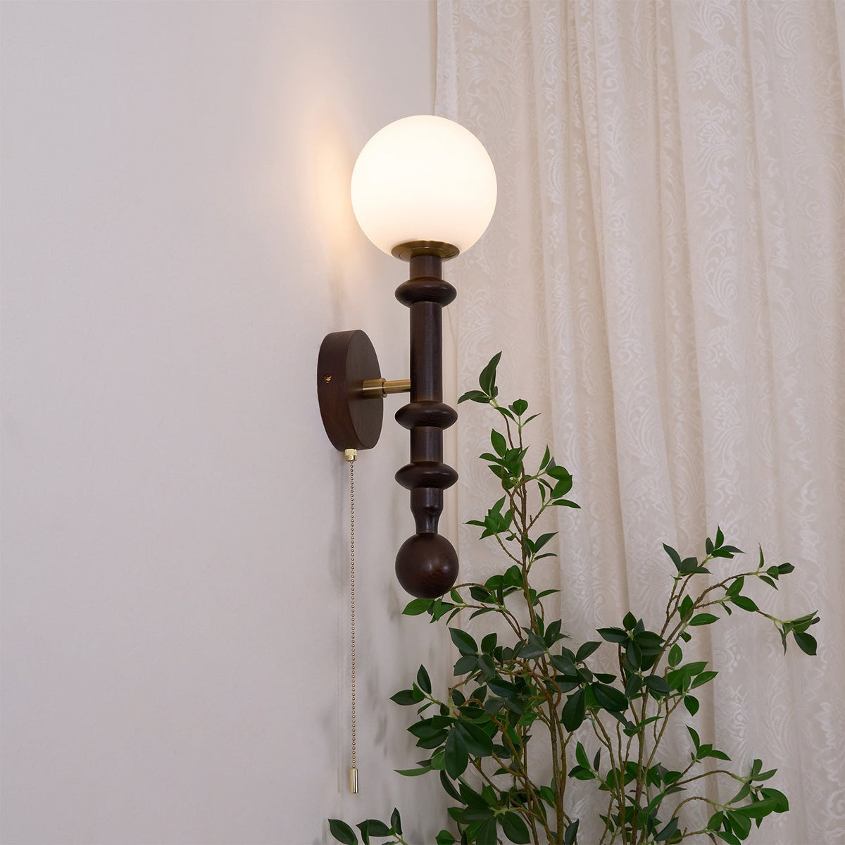 Elmiror aplique de pared elegancia Columna Romana de vidrio y madera