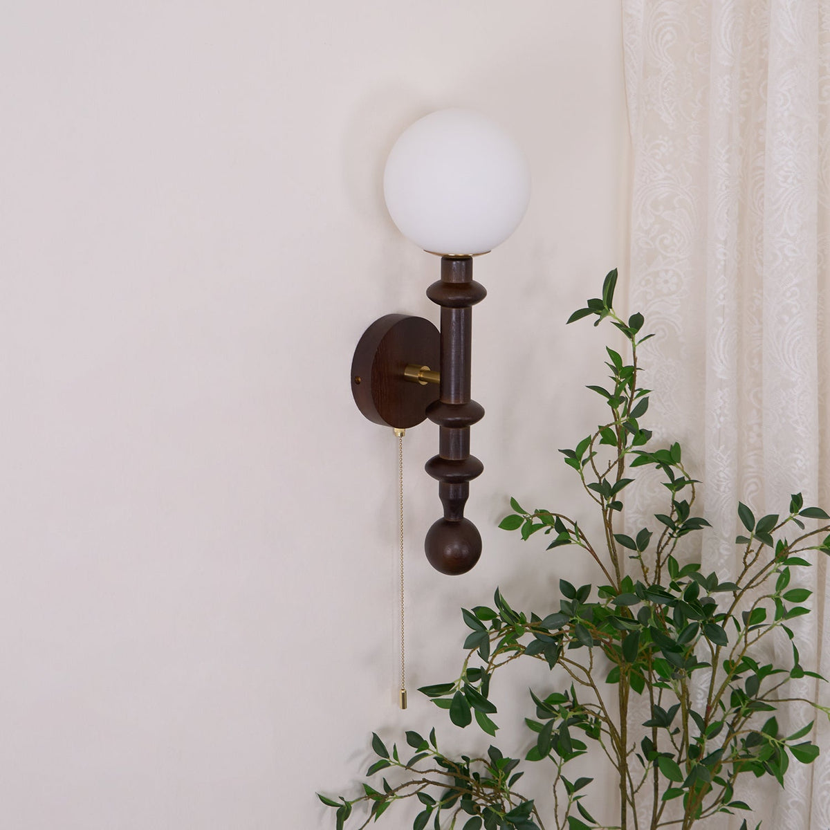 Elmiror aplique de pared elegancia Columna Romana de vidrio y madera