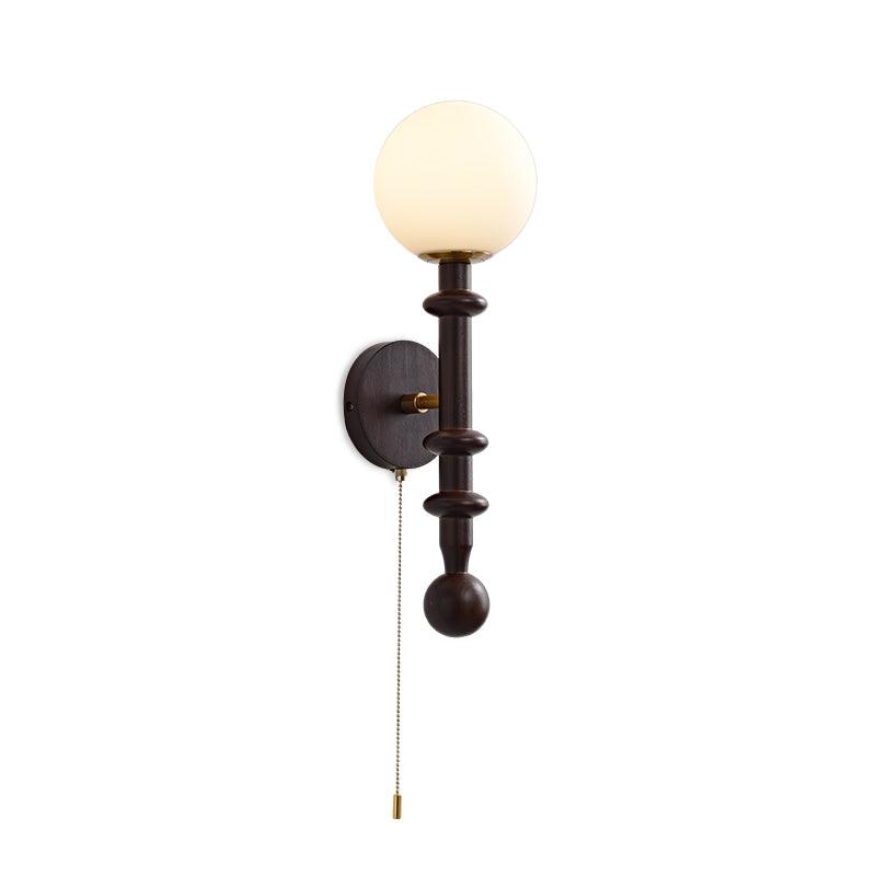 Elmiror aplique de pared elegancia Columna Romana de vidrio y madera