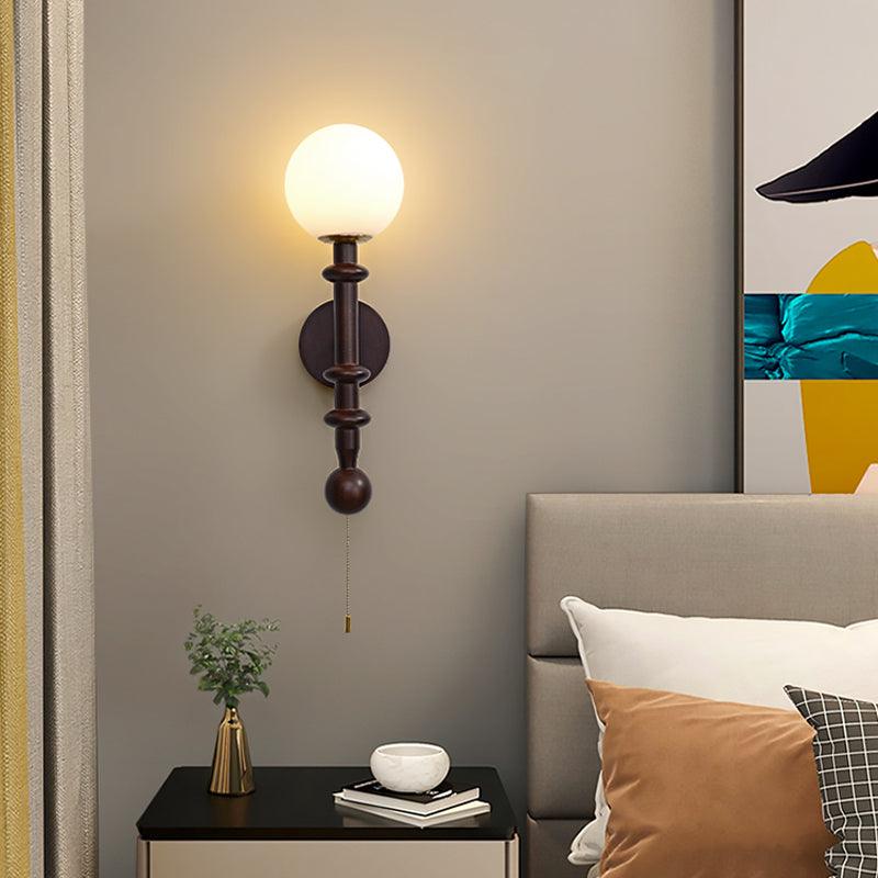Elmiror aplique de pared elegancia Columna Romana de vidrio y madera