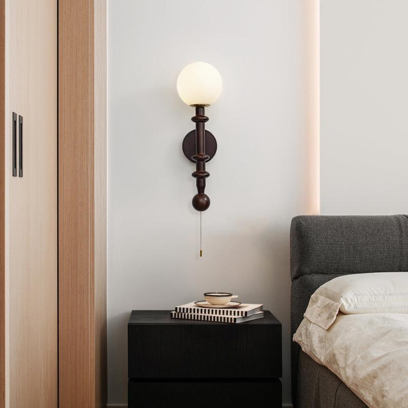 Elmiror aplique de pared elegancia Columna Romana de vidrio y madera