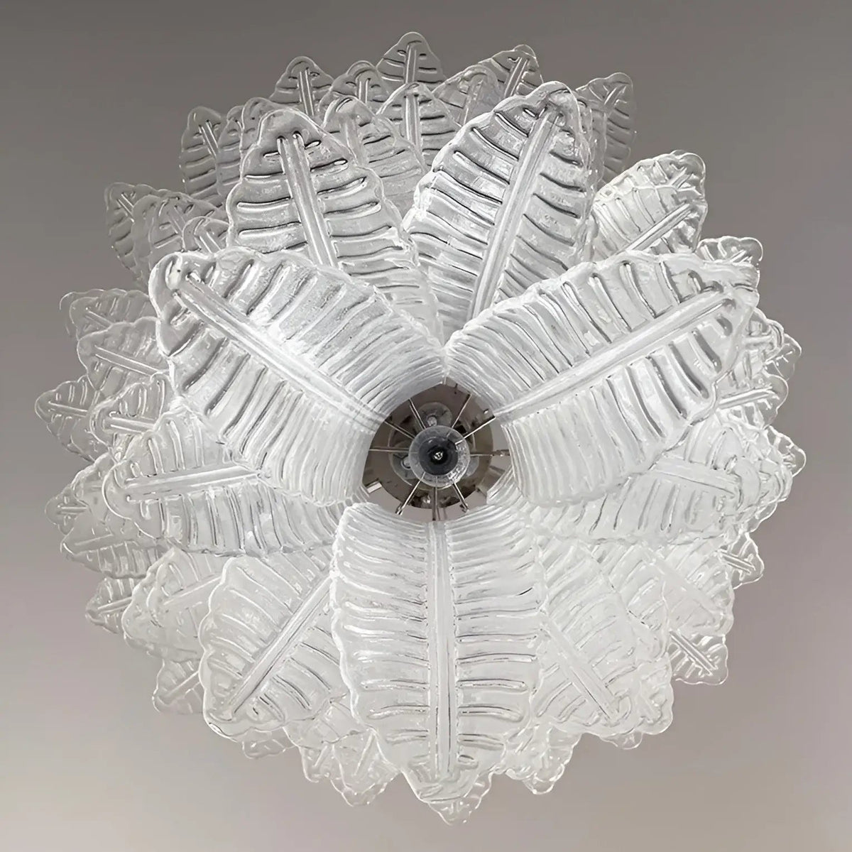 Eirineon lámpara de araña transparente con hojas cascada elegante de vidrio