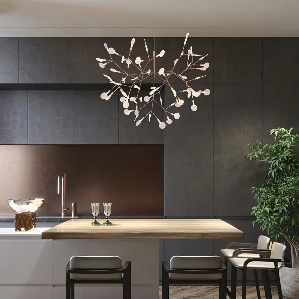 Olivia Lámpara de Araña Única Estilo Sputnik Art Decó Luciérnaga