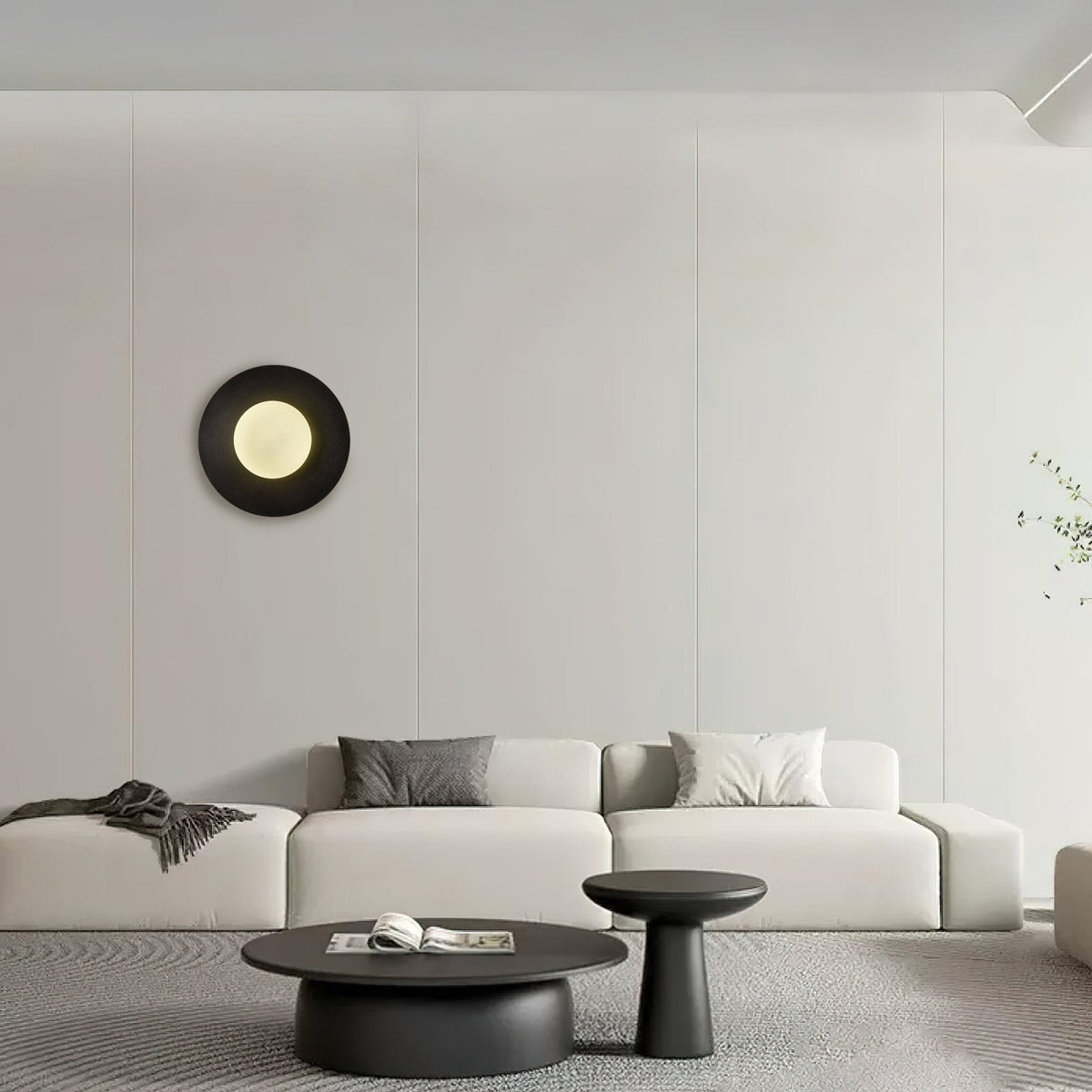 Elem aplique de pared moderno minimalista redondo de arte en latón y vidrio