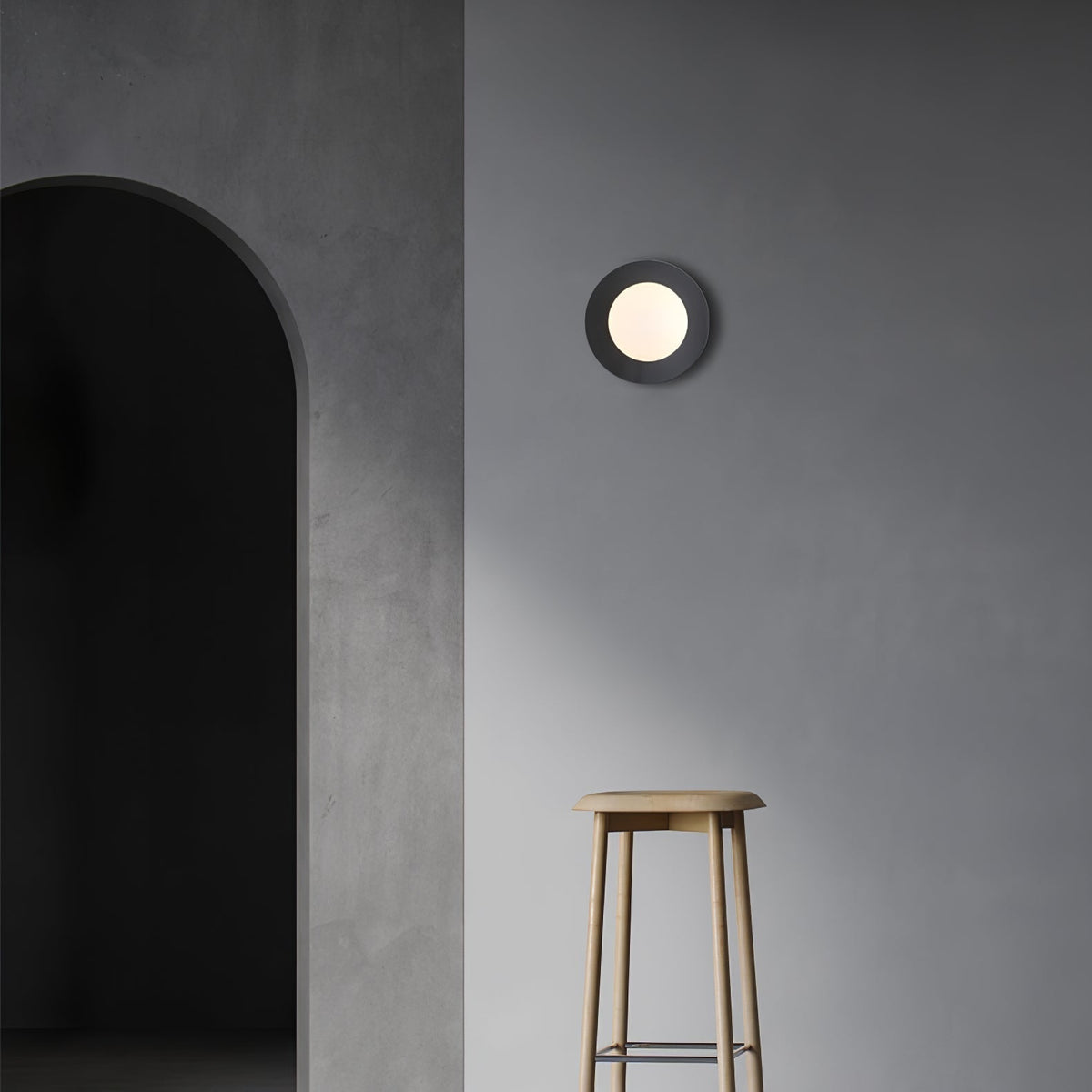 Elem aplique de pared moderno minimalista redondo de arte en latón y vidrio